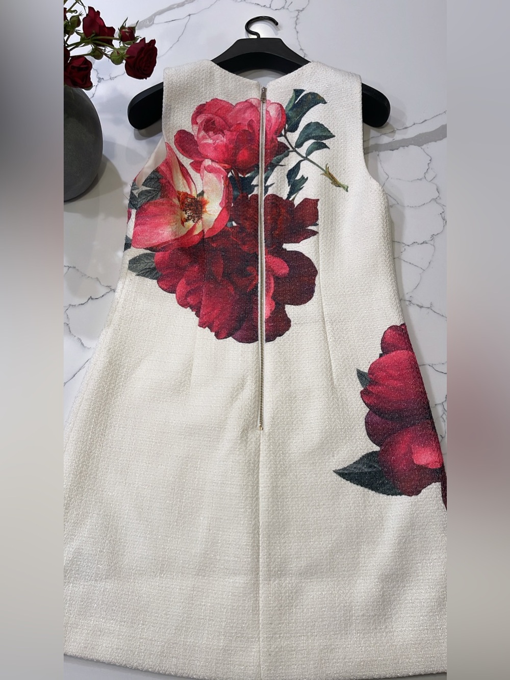 NEW Alice + Olivia Clyde Tweed Shift Dress Empress Bloom Off White Size 6 - Picture 6 of 11